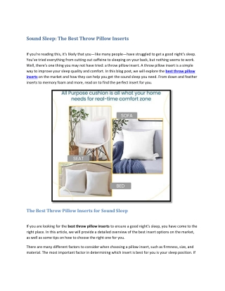 Sound Sleep- The Best Throw Pillow Inserts