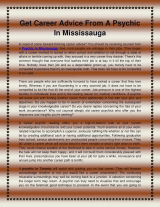 Get Career Advice From A Psychic In Mississauga