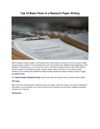 Top 10 Basic Parts of a Research Paper Writing
