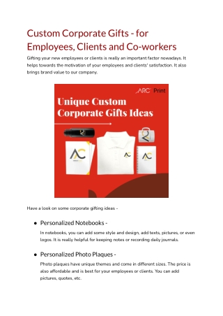 Custom Corporate Gifts - for Employees, Clients, and Co-workers