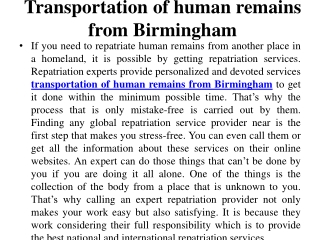 Transportation of human remains from Birmingham