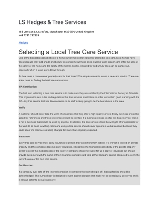 LS Hedges & Tree Services