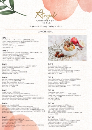 Rejuvenate Beauty confinement meal Menu-Angel Confinement Meals