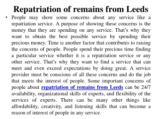 Repatriation of remains from Leeds