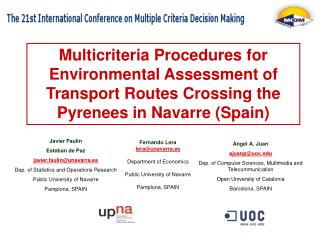 Multicriteria Procedures for Environmental Assessment of Transport Routes Crossing the Pyrenees in Navarre (Spain)