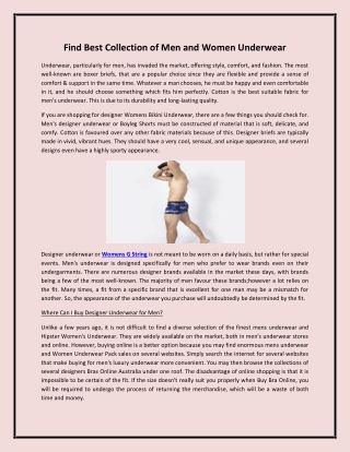Find Best Collection of Men and Women Underwear