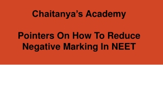 Negative Marking In NEET - Chaitanyas Academy