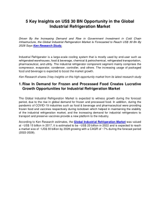 Global Industrial Refrigeration Industry Report