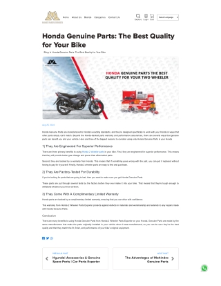 Honda Spare Parts The Best Quality for Your Two Wheeler