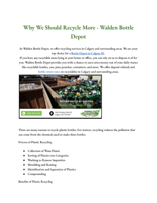 Why We Should Recycle More - Walden Bottle Depot