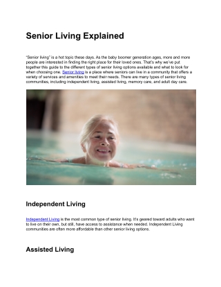 Senior Living Explained