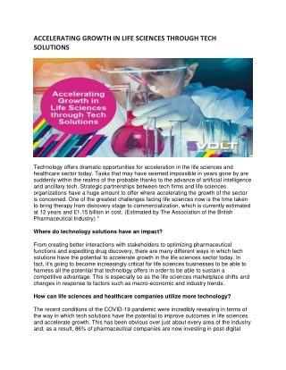 Accelerating growth in Life Sciences through tech solutions - Volt Singapore