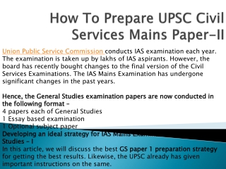 How To Prepare UPSC Civil Services Mains Paper-II