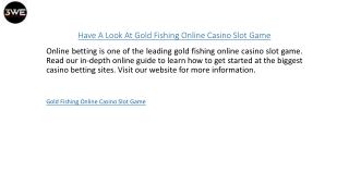 Have A Look At Gold Fishing Online Casino Slot Game