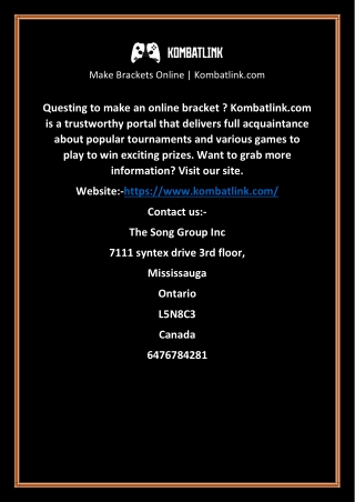 Make Brackets Online  Kombatlink
