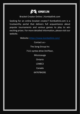 Bracket Creator Online  Kombatlink