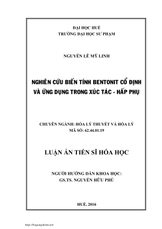 Nghiên cứu biến tính bentonit cổ định và ứng dụng trong xúc tác hấp phụ