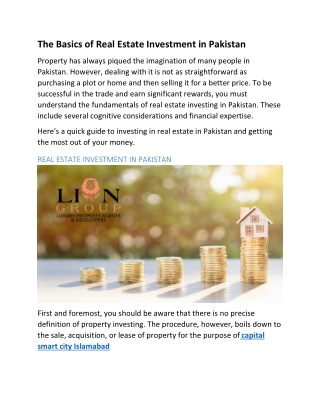 The Basics of Real Estate Investment in Pakistan