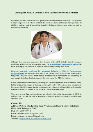 Dealing with ADHD in Children Is Now Easy With Ayurvedic Medicines