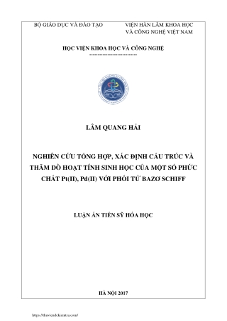 Xác định cấu trúc và thăm dò hoạt tính sinh học của một số phức chất