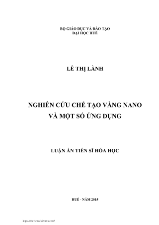 Nghiên cứu chế tạo vàng nano và một số ứng dụng