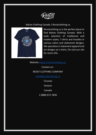 Native Clothing Canada  Resistclothing.ca