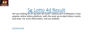 Sg Lotto 4d Result  126asia.com