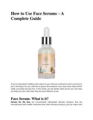 How to Use Face Serums  A Complete Guide