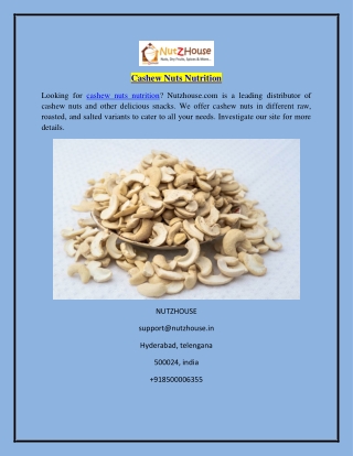 Cashew Nuts Nutrition  Nutzhouse