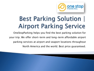 Best Parking Solution | Airport Parking Service