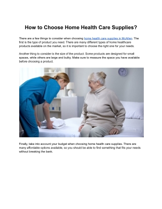 How to Choose Home Health Care Supplies?