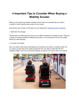 4 Important Tips to Consider When Buying a Mobility Scooter