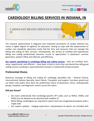 CARDIOLOGY BILLING SERVICES IN INDIANA, IN