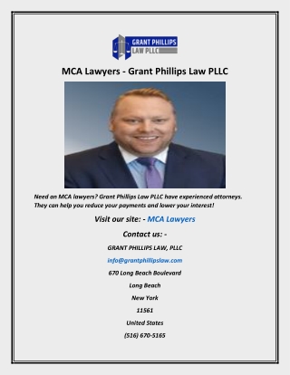 MCA Lawyers  Grant Phillips Law PLLC