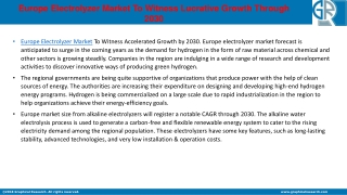 Europe Electrolyzer Market To Witness Accelerated Growth by 2030