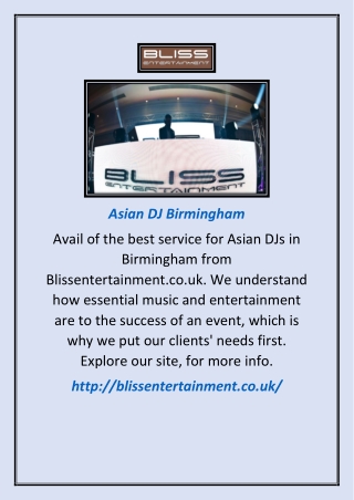 Asian Dj Birmingham | Blissentertainment.co.uk