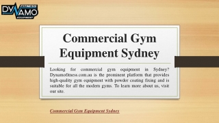 Commercial Gym Equipment Sydney Dynamofitness.com.au