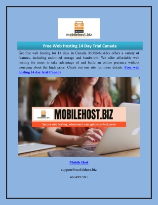 Free Web Hosting 14 Day Trial Canada  Mobilehost.biz