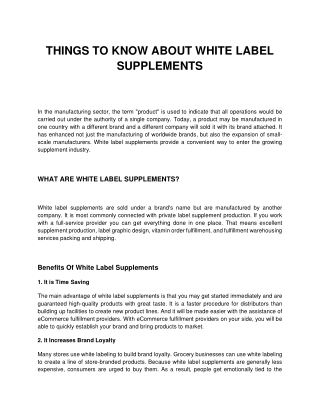 Things To Know About White Label Supplements