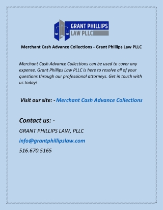 Merchant Cash Advance Collections Grant Phillips Law PLLC