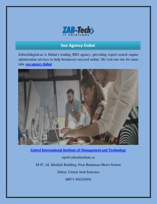Seo Agency Dubai   Zabtechdigital.ae