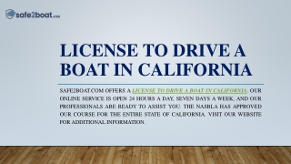 License To Drive A Boat In California | Safe2boat.com