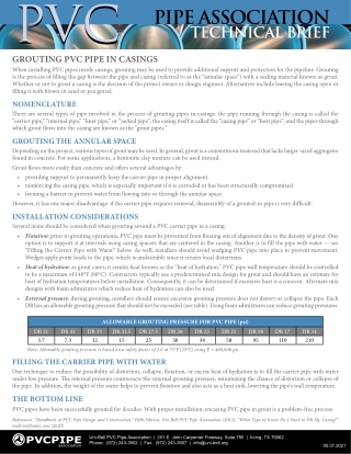 grouting pvc pipe in casings