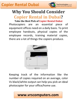 Why You Should Consider Copier Rental in Dubai?