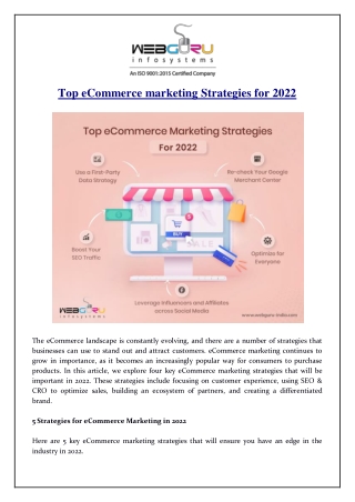 Top eCommerce marketing Strategies for 2022