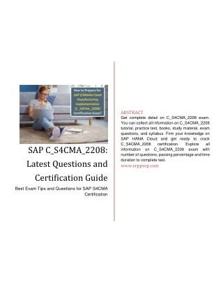 C_S4CMA_2208 Study Guide and How to Crack Exam on SAP HANA Cloud