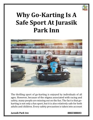 Why Go-Karting Is A Safe Sport At Jurasik Park Inn