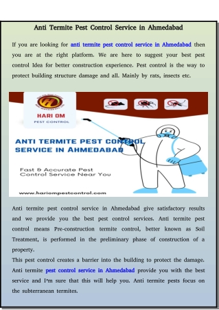 pest control anti termite treatment in Ahmedabad