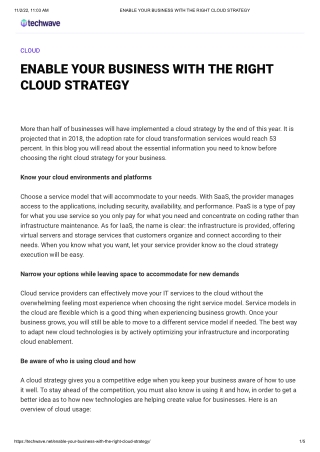 ENABLE YOUR BUSINESS WITH THE RIGHT CLOUD STRATEGY