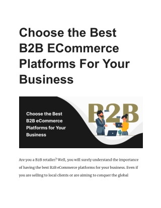 Choose the Best B2B ECommerce Platforms For Your Business